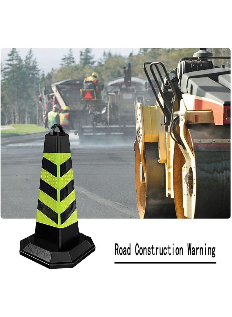 2 قطعه من مخاريط مرور وأمان للطرق ومواقف السيارات بوزن ثقيل مع شريط عاكس ومقبض حمل – مخاريط تحكم مروري متينة للاستخدام الخارجي - Image 5